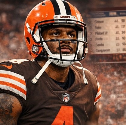 Deshaun Watson wearing Cleveland Browns helmet during an NFL game, representing his career as a franchise quarterback