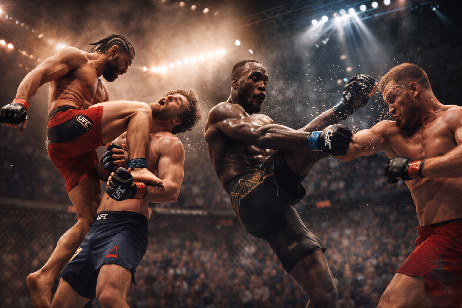 Epic MMA knockout moment featuring a fighter delivering a powerful punch inside the octagon, highlighting the fastest knockouts in MMA history